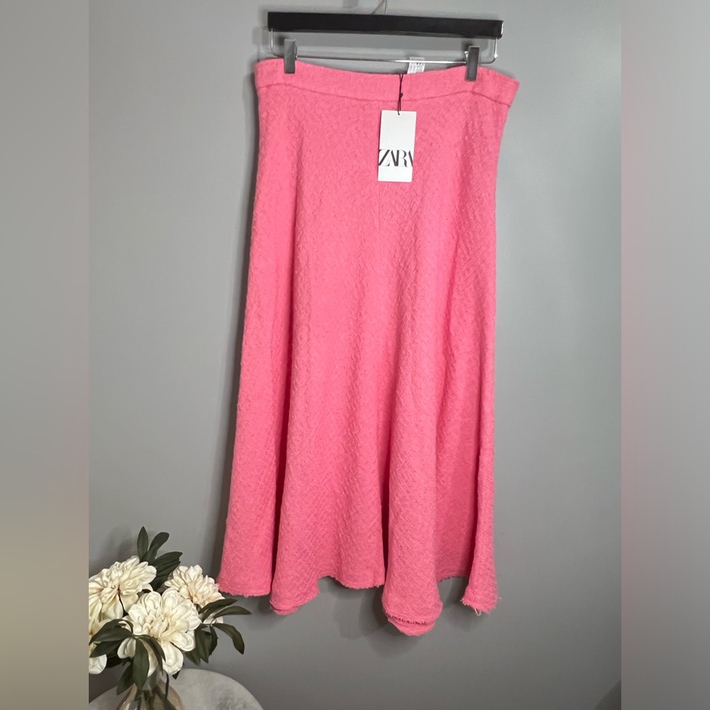 Bloggers Fave! Zara Barbie Pink Tweed Full A Line Maxi Skirt  Size L